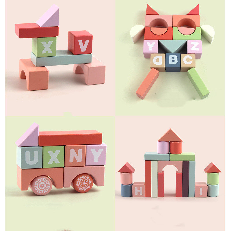 Multicolor Wooden Alphabet Building Blocks
