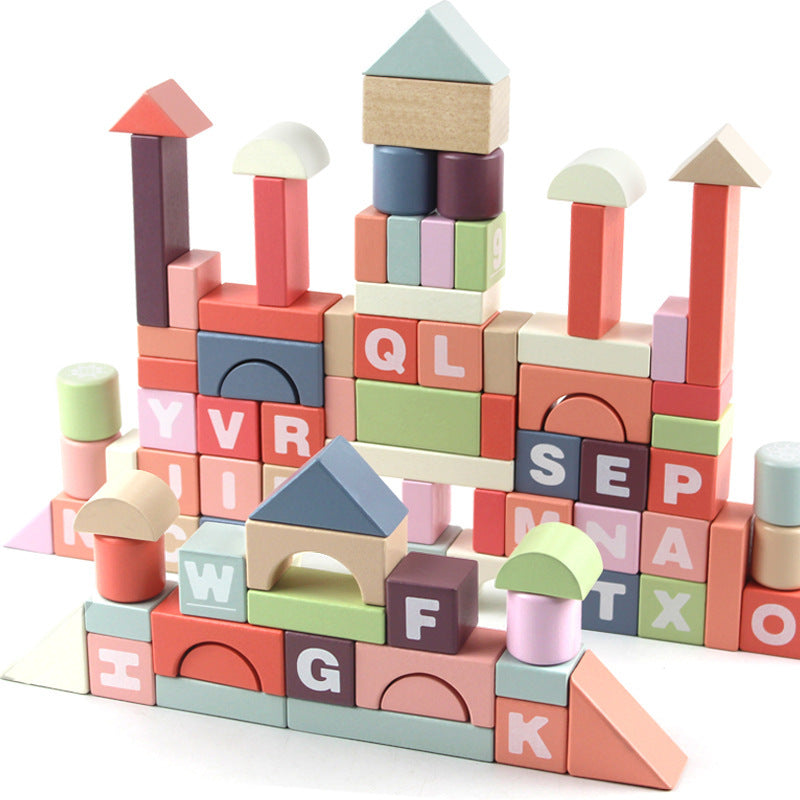 Multicolor Wooden Alphabet Building Blocks