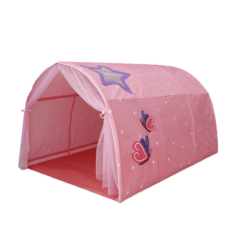 Tunnel Tent for Bed or Floor - Blue Space/Pink Butterflies