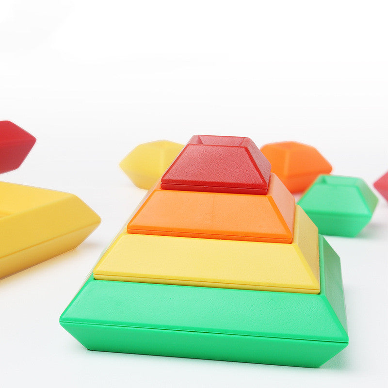 Rainbow Diamond Tower Colorful Cognitive Building Block Set