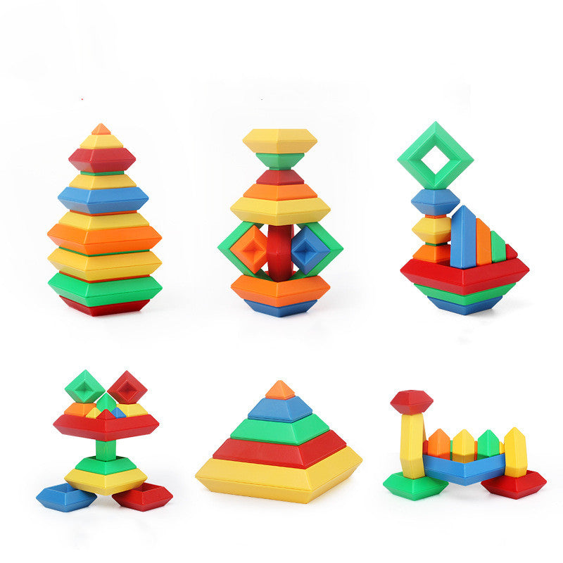 Rainbow Diamond Tower Colorful Cognitive Building Block Set