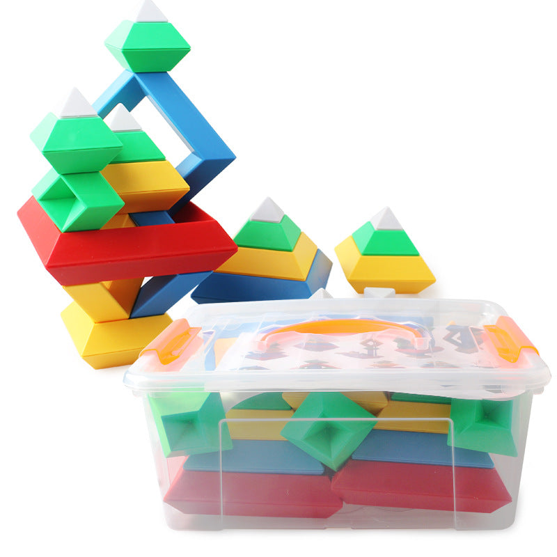 Rainbow Diamond Tower Colorful Cognitive Building Block Set