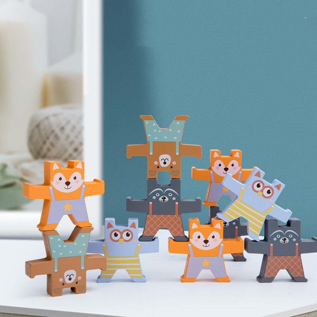 Wooden Animal Building Block Jenga Balance Set