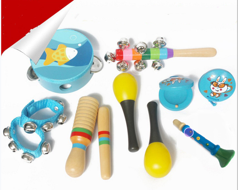 Colorful Wooden Musical Instrument Set 10pcs