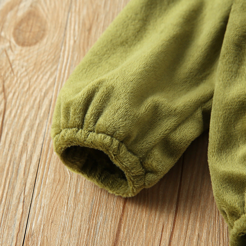 Baby Avocado Warm Hooded Jumpsuit
