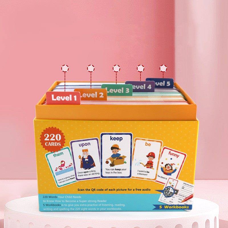 Toddler Reading Flash Card Set of 5 Levels with Workbooks