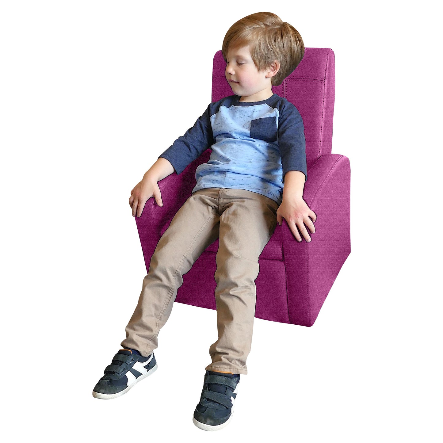 Kids Pink Comfy Upholstered Recliner Chair Ottoman w/ Storage