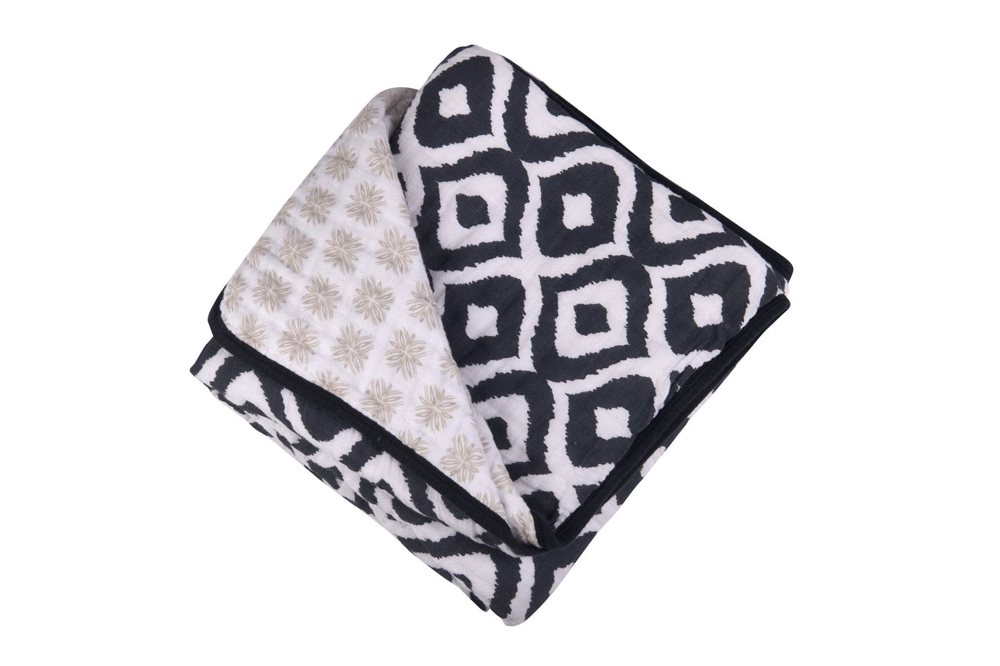 Moroccan Blue and Flower Child Cotton Muslin Blanket