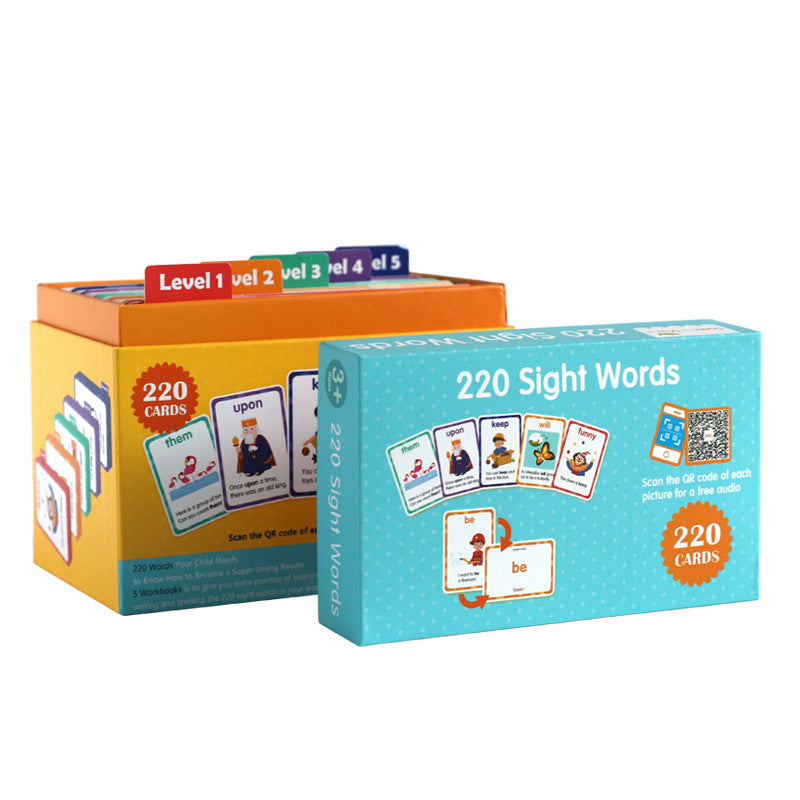 Toddler Reading Flash Card Set of 5 Levels with Workbooks