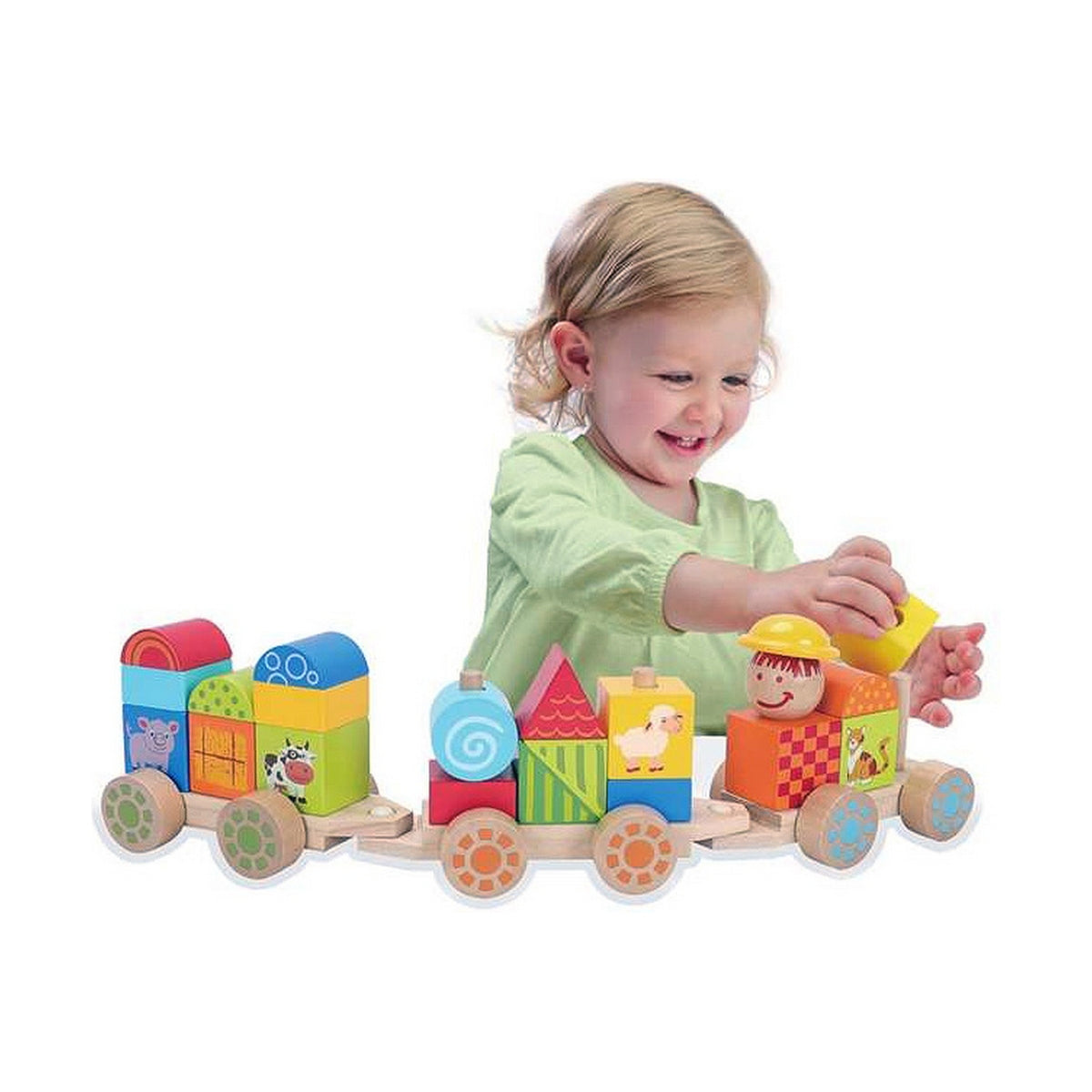 Moltó Happy Train - 23 Piece Wooden Baby Toy