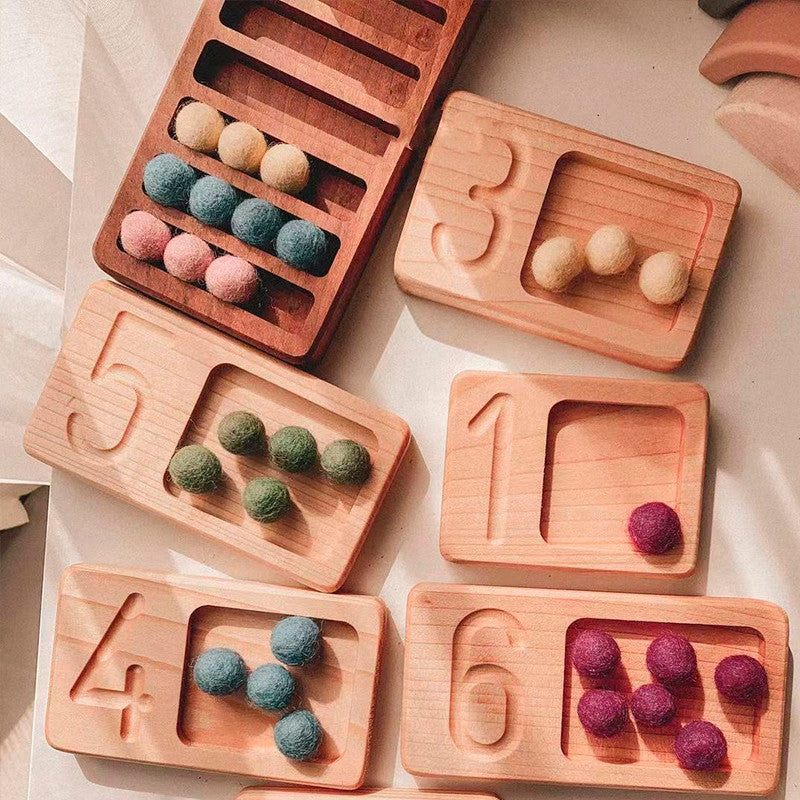 Wooden Montessori Counting Number Trays