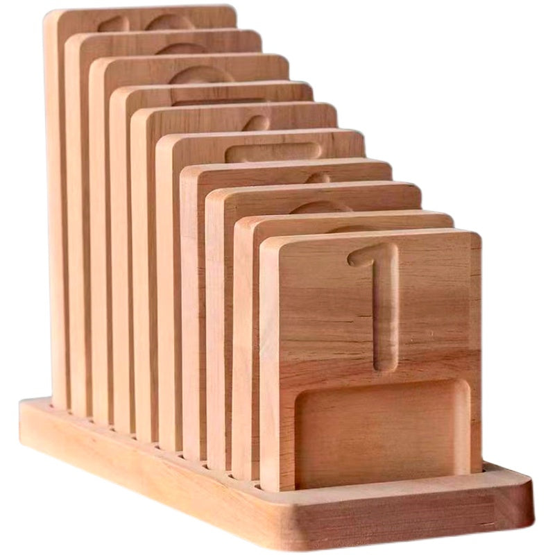 Wooden Montessori Counting Number Trays