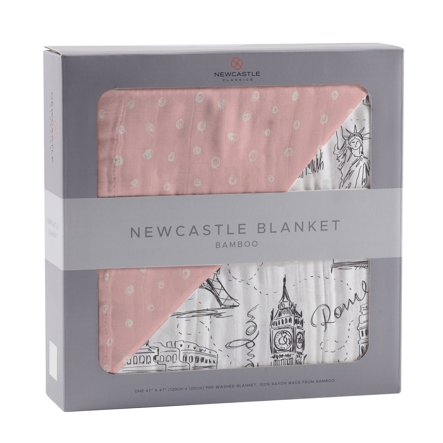Pretty in Pink and London, Paris, New York Reversible Bamboo Blanket