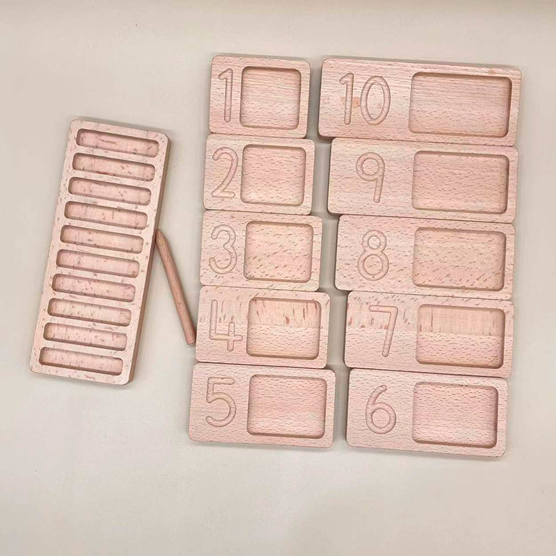 Wooden Montessori Counting Number Trays