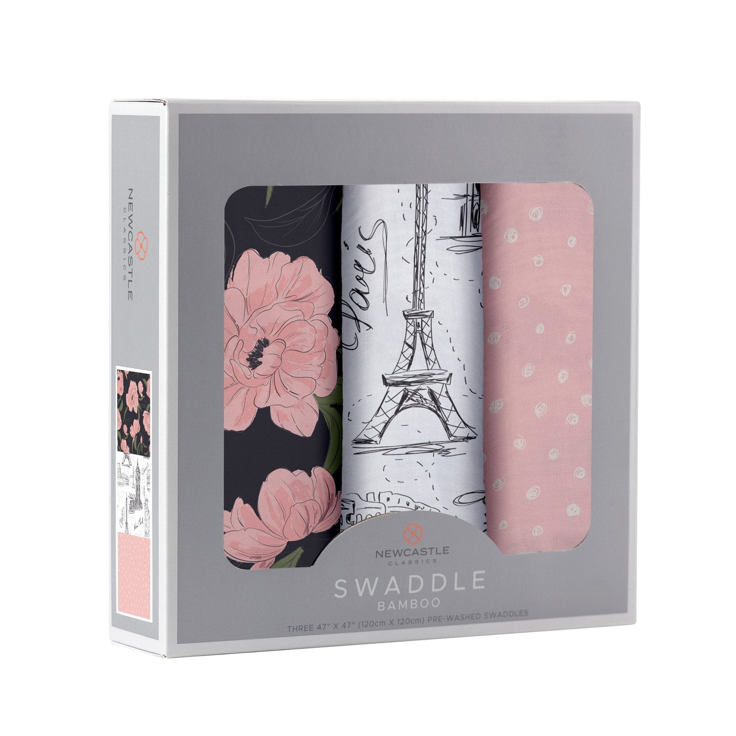 London, Paris, New York - Peonies - Dusty Rose Swaddle - 3 Pack