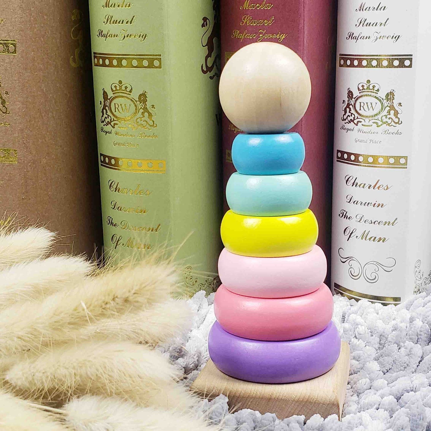 Rainbow Color Stacking Ring Tower Blocks Toddler Baby Toys