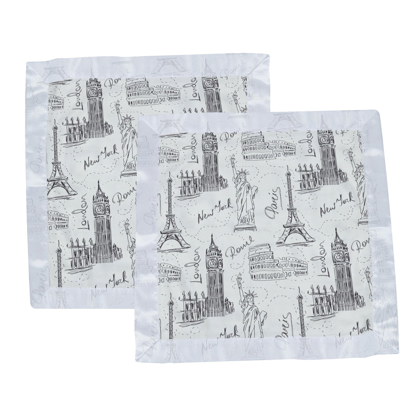 London, Paris, New York Bamboo Blankies - 2 Pack