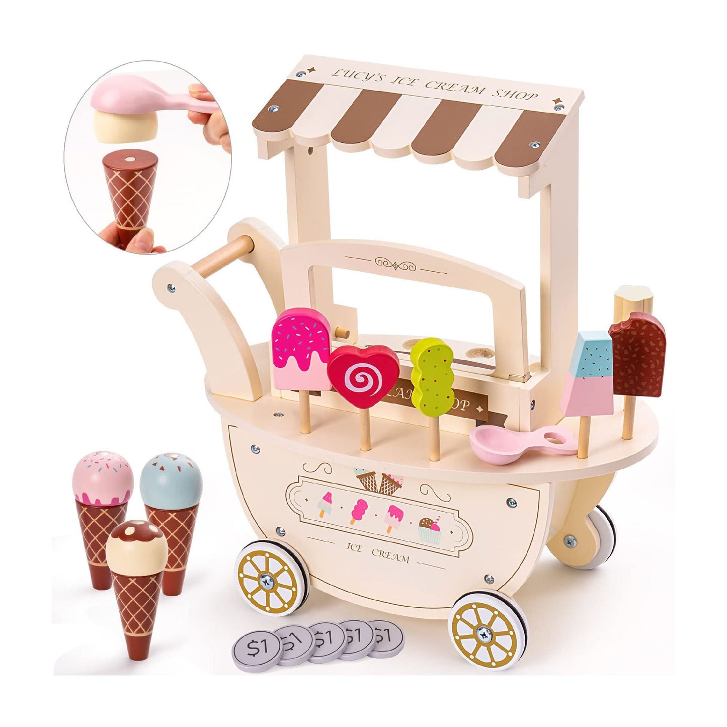 Wooden Ice Cream & Candy Cart