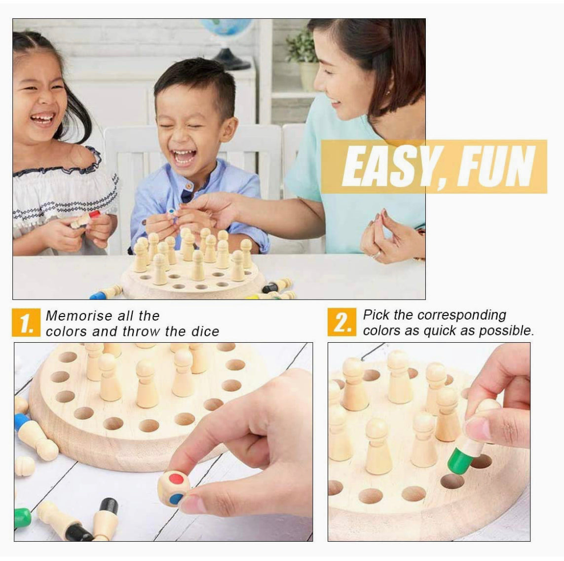 Wooden Memory Match Stick Chess Game