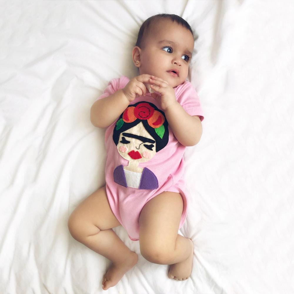 FRIDA Infant Bodysuit - Gray and Pink