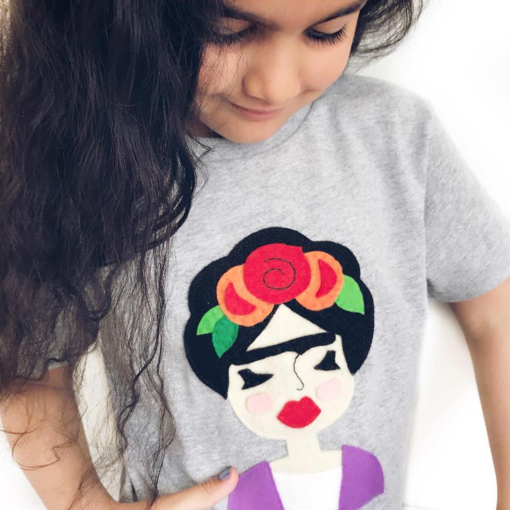 Frida Kahlo is such an inspiration! WE love her art and revolutionary spirit. Handmade and hand-stitched. For boys & girls. Materials: Felt pieces cut and appliqued to the 100% cotton onesie. This cool unique tee is made to order and with 100% love!