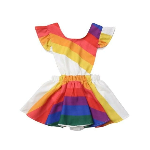 Toddler Girl Rainbow Striped Summer Dress