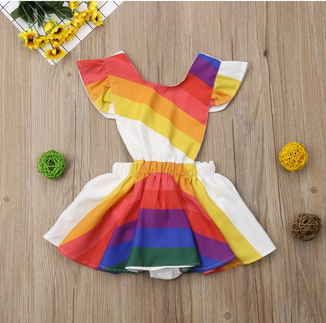 Toddler Girl Rainbow Striped Summer Dress