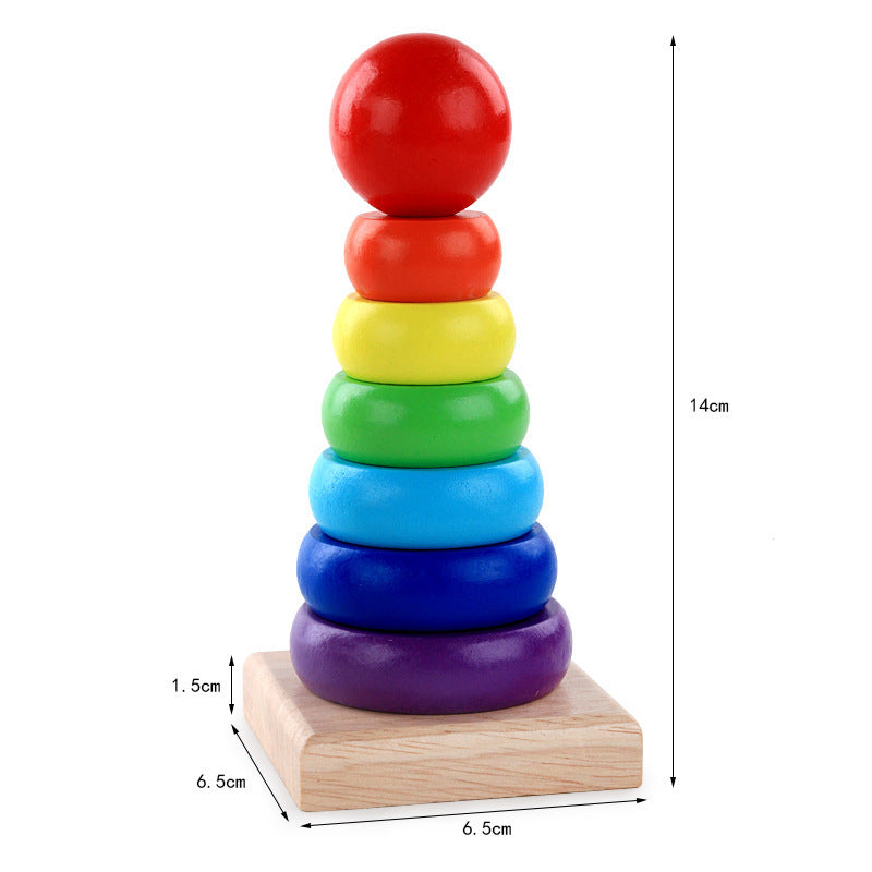 Rainbow Color Stacking Ring Tower Blocks Toddler Baby Toys