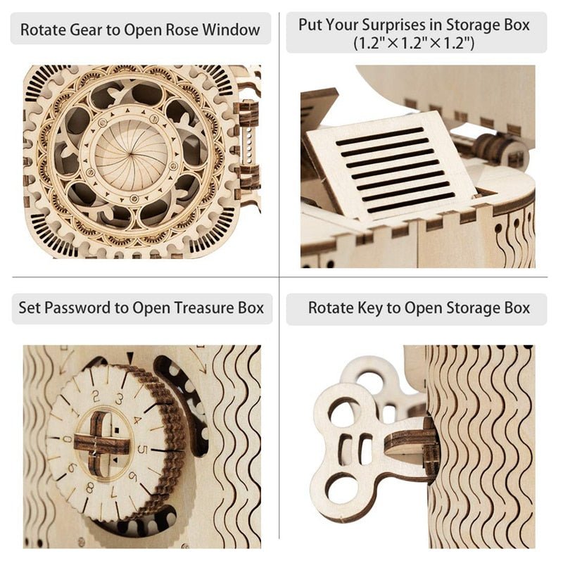 123pcs Creative DIY 3D Treasure Box Wooden Puzzle Game Assembly Toy Gift for Children Teens Adult
