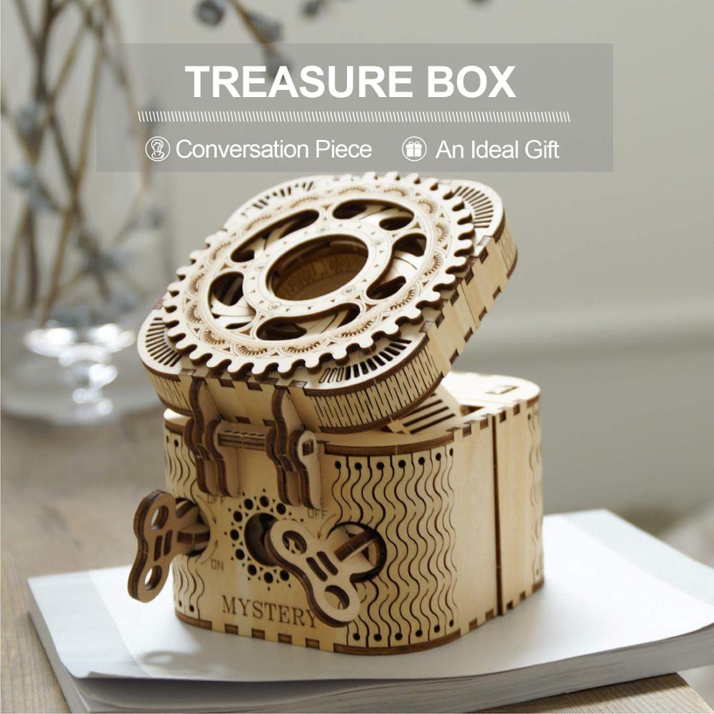 123pcs Creative DIY 3D Treasure Box Wooden Puzzle Game Assembly Toy Gift for Children Teens Adult