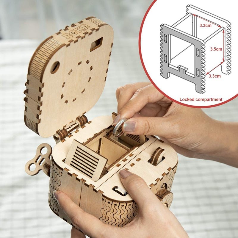 123pcs Creative DIY 3D Treasure Box Wooden Puzzle Game Assembly Toy Gift for Children Teens Adult