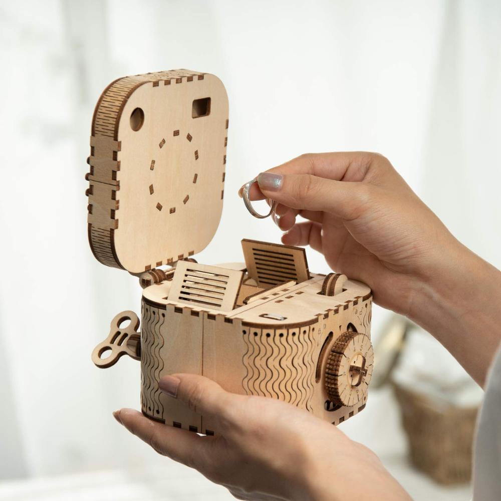 123pcs Creative DIY 3D Treasure Box Wooden Puzzle Game Assembly Toy Gift for Children Teens Adult