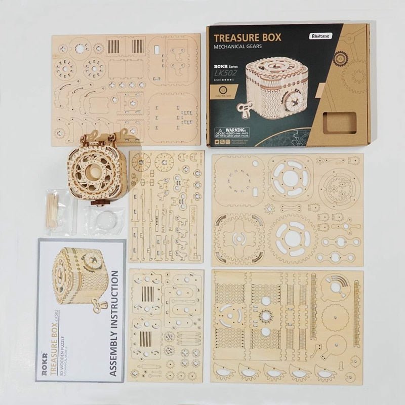 123pcs Creative DIY 3D Treasure Box Wooden Puzzle Game Assembly Toy Gift for Children Teens Adult