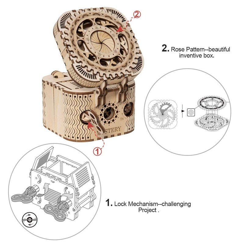 123pcs Creative DIY 3D Treasure Box Wooden Puzzle Game Assembly Toy Gift for Children Teens Adult