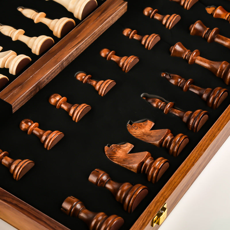 Chess Solid Wood Set Large Wooden Folding Chessboard
