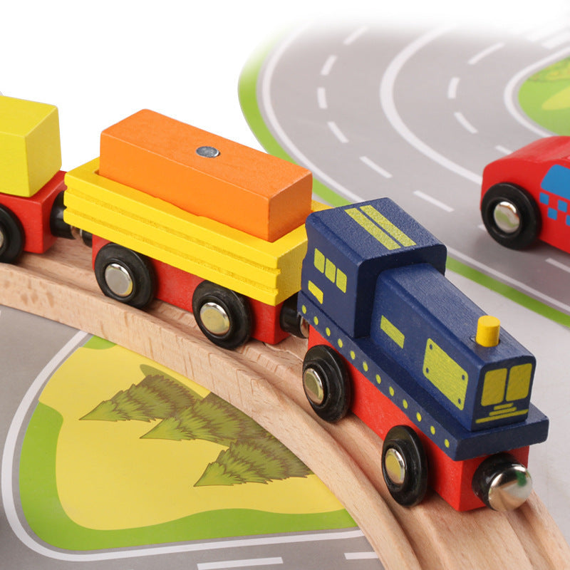Wooden Train Track & City Set w/ Accessories 82 Pcs