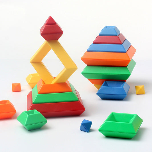 Rainbow Diamond Tower Colorful Cognitive Building Block Set