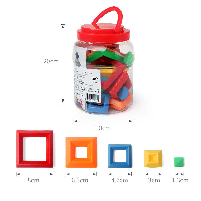 Rainbow Diamond Tower Colorful Cognitive Building Block Set