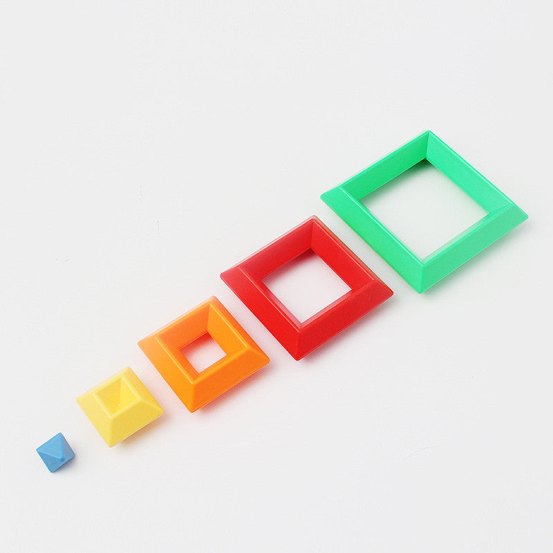 Rainbow Diamond Tower Colorful Cognitive Building Block Set