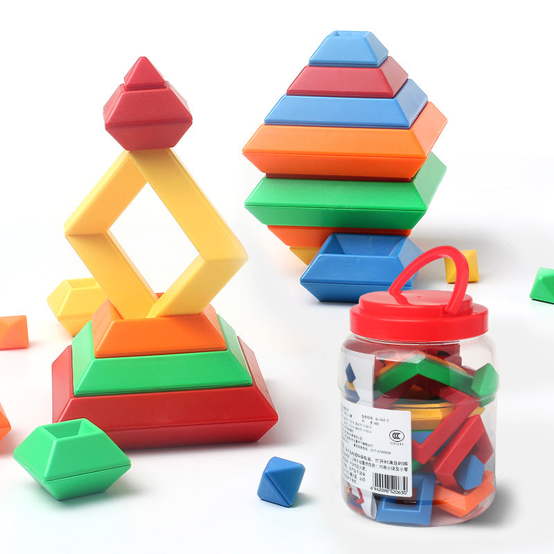 Rainbow Diamond Tower Colorful Cognitive Building Block Set
