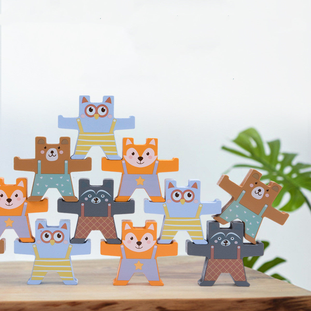 Wooden Animal Building Block Jenga Balance Set
