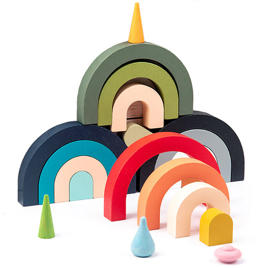 Wooden Rainbow Arch Stacking Decor Toys