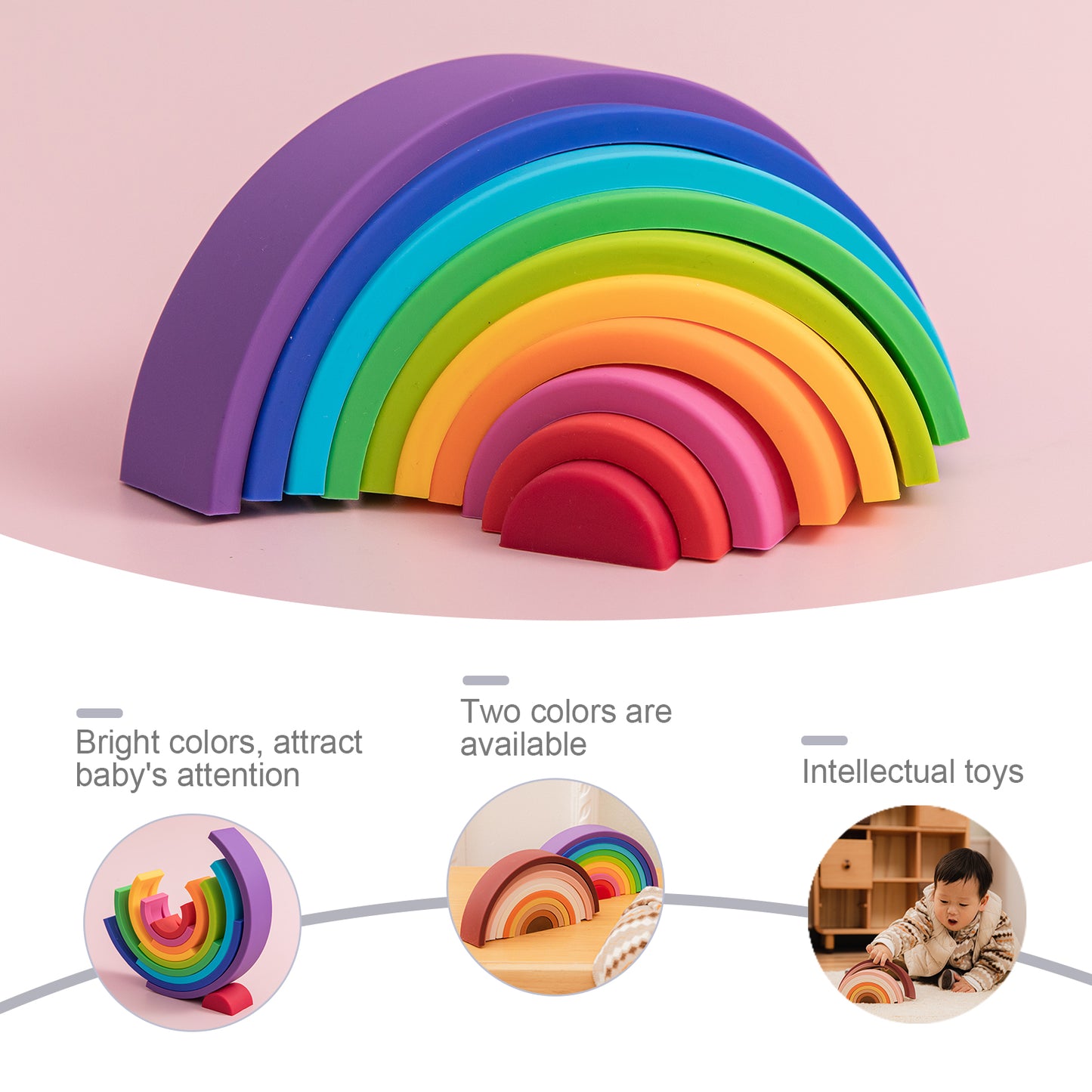 Silicone Rainbow Arch Stacking Blocks