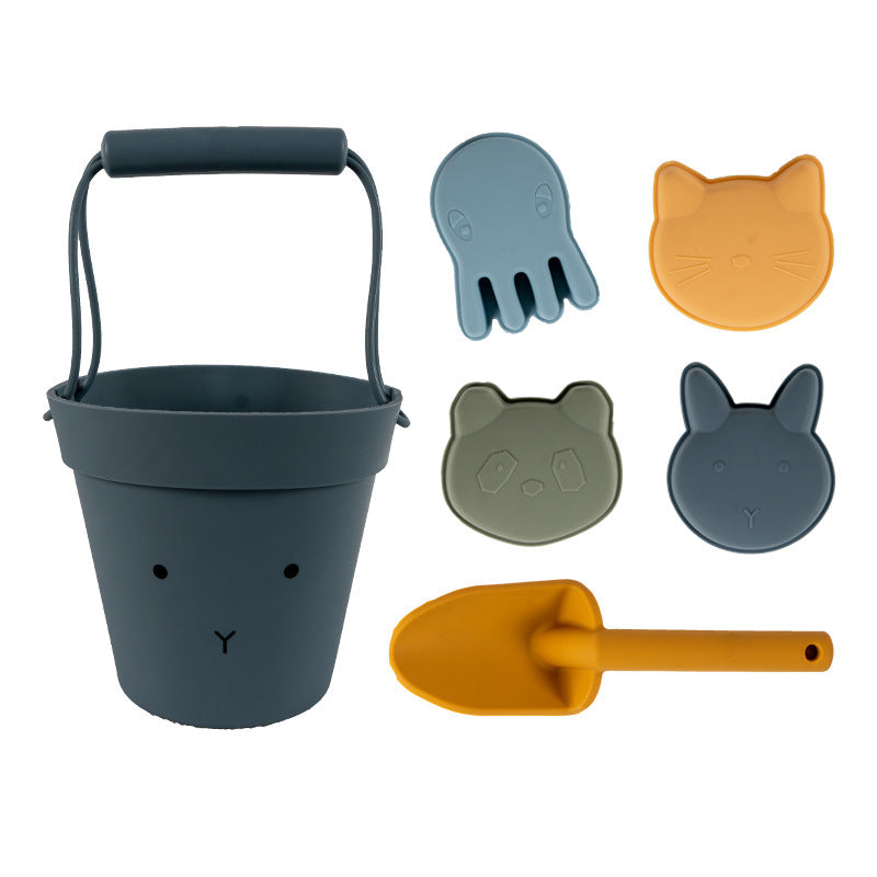 Silicone Beach Bucket & Molds Toy Set