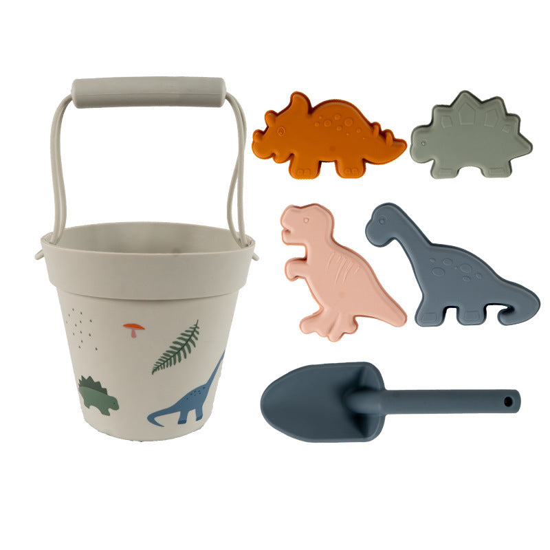 food grade silicon beach bucket and molds toy set unisex boys and girls beach toys toddler activities kids dinosaurs playset boys summer