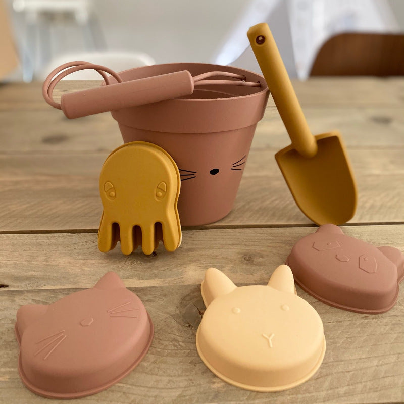 Silicone Beach Bucket & Molds Toy Set