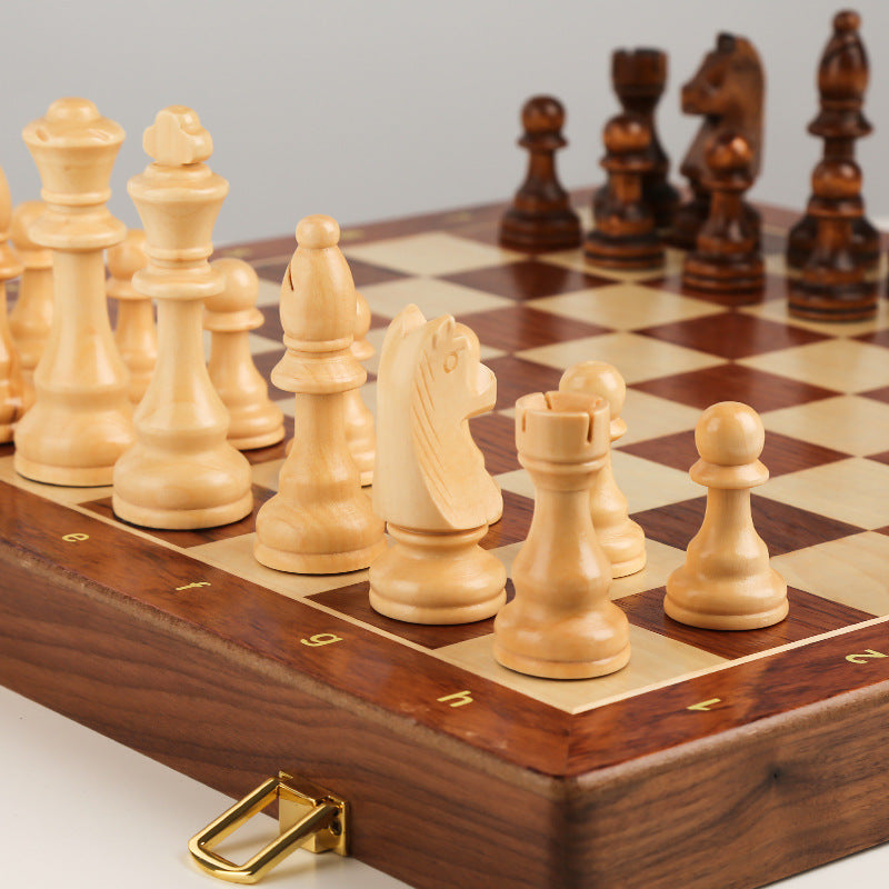 Chess Solid Wood Set Large Wooden Folding Chessboard