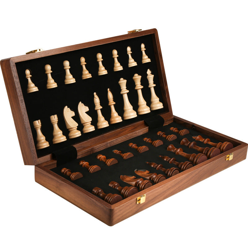 Chess Solid Wood Set Large Wooden Folding Chessboard