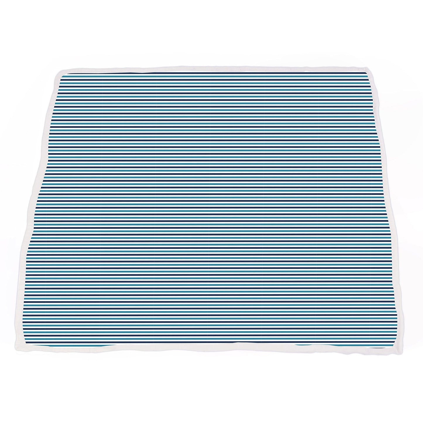 Vintage Steam Trains and Blue Stripe Bamboo Muslin Blanket