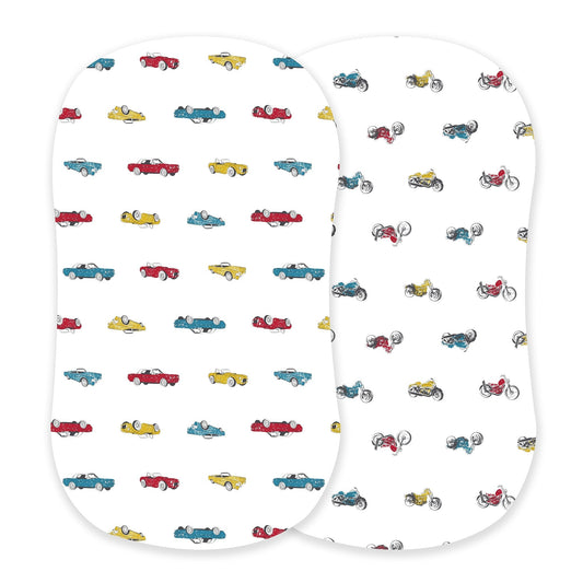 Vintage Cars and Motorcycles Bamboo Changing Pad Cover/Bassinet Sheets